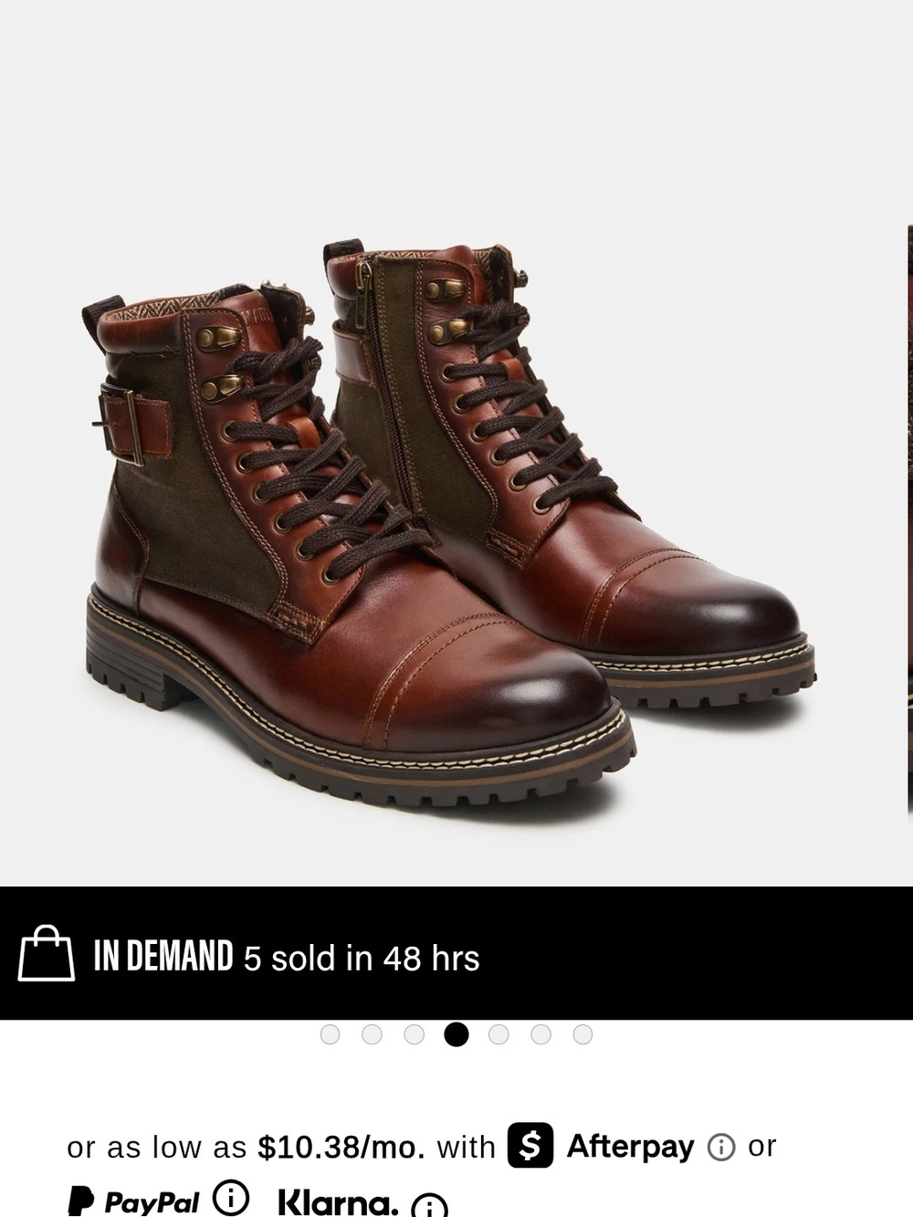 Men's Brown Leather Lace-Up Combat Boots